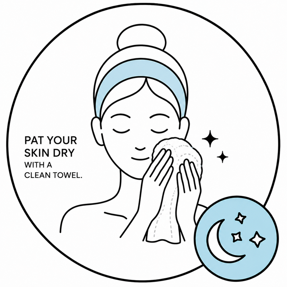 Pat your skin dry with a clean towel.