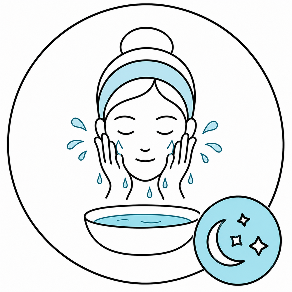 Wet your face with lukewarm water.