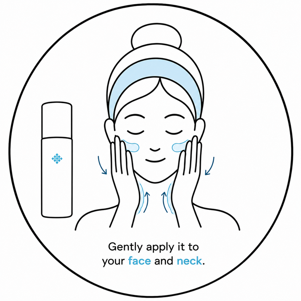 Gently apply it to your face and neck.